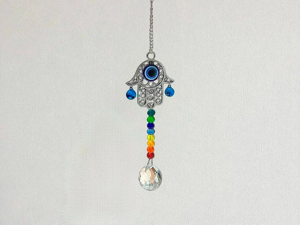 Armonizador Mano Ojo Turco 7 Colores con Cascabel 22cm