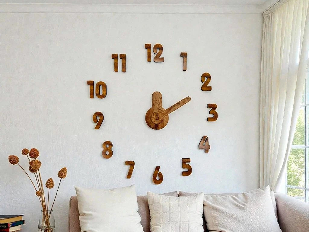 RELOJ AUTOADHESIVO SIMIL MADERA 60 CM