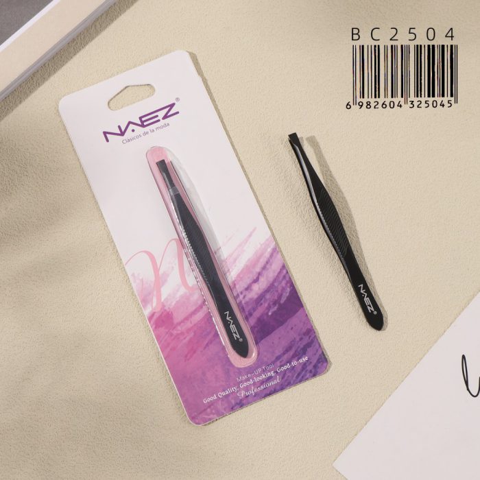 Pinza para cejas de acero inoxidable, punta inclinada NAEZ