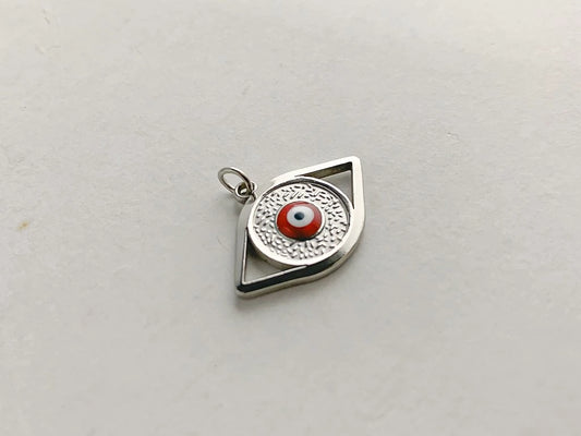 Dije de acero dorado/blanco/acero con ojos blanco x1
