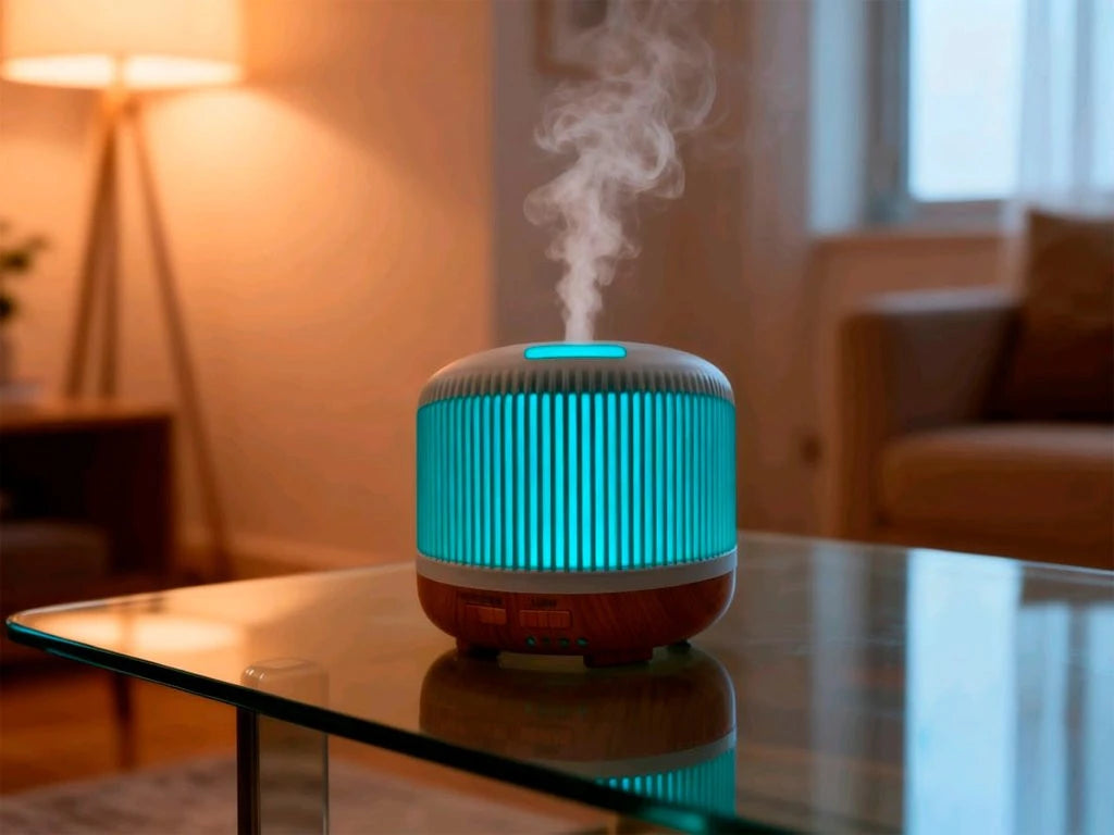 HUMIDIFICADOR RAYADO BLANCO BASE SIMIL MADERA SIN FILTRO