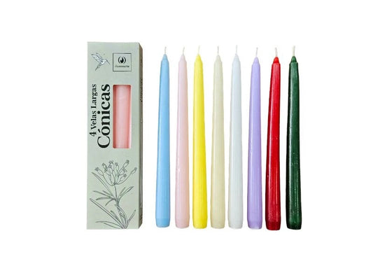 Velas cónicas largas 25cm x4