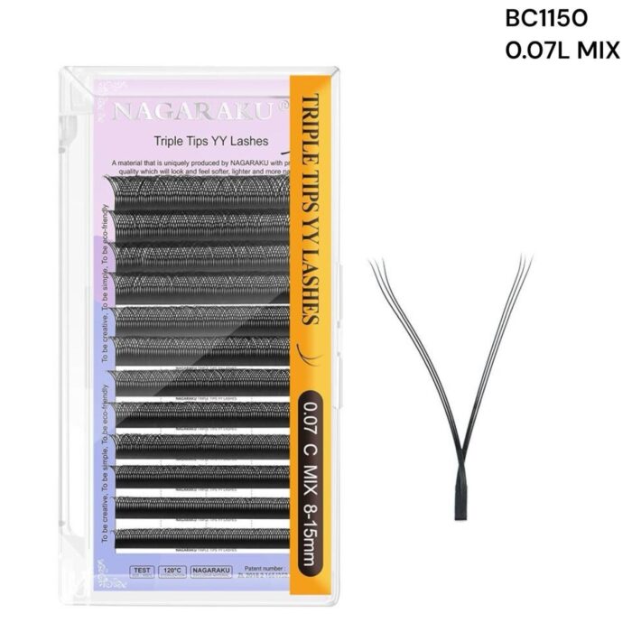 EXTENSIONES DE PESTAÑAS TECNOLOGICAS 2D TRIPLE TIPS YYY NAGARAKU 0.07L MIX –