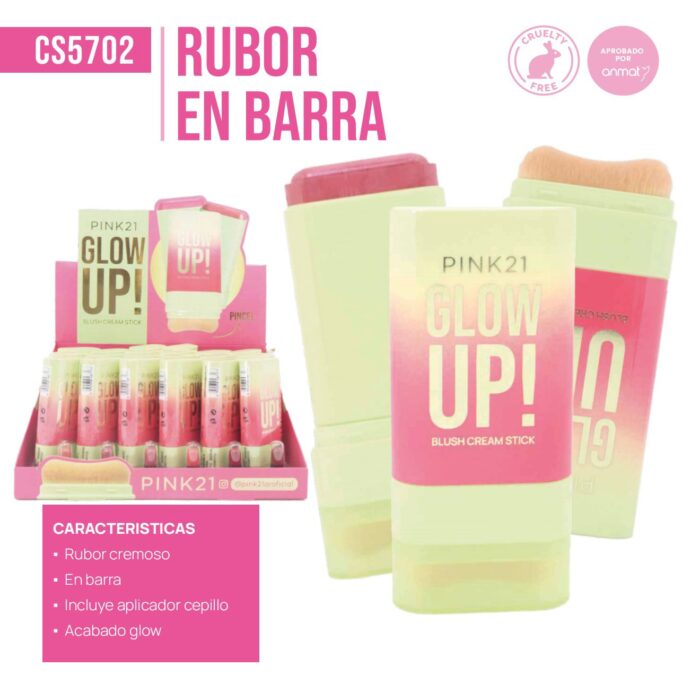 RUBOR EN BARRA CON BROCHA PINK21