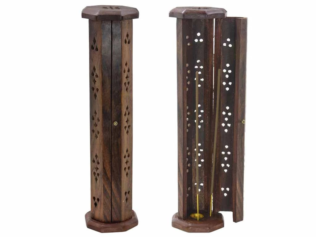 Porta Sahumador de Madera Hexagonal