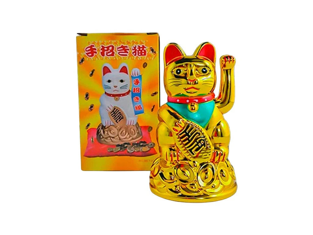 Gato Atrae Clientes 11cm Dorado