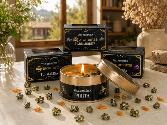 VELA AROMANZA ORGANICA CON CRISTALES X1