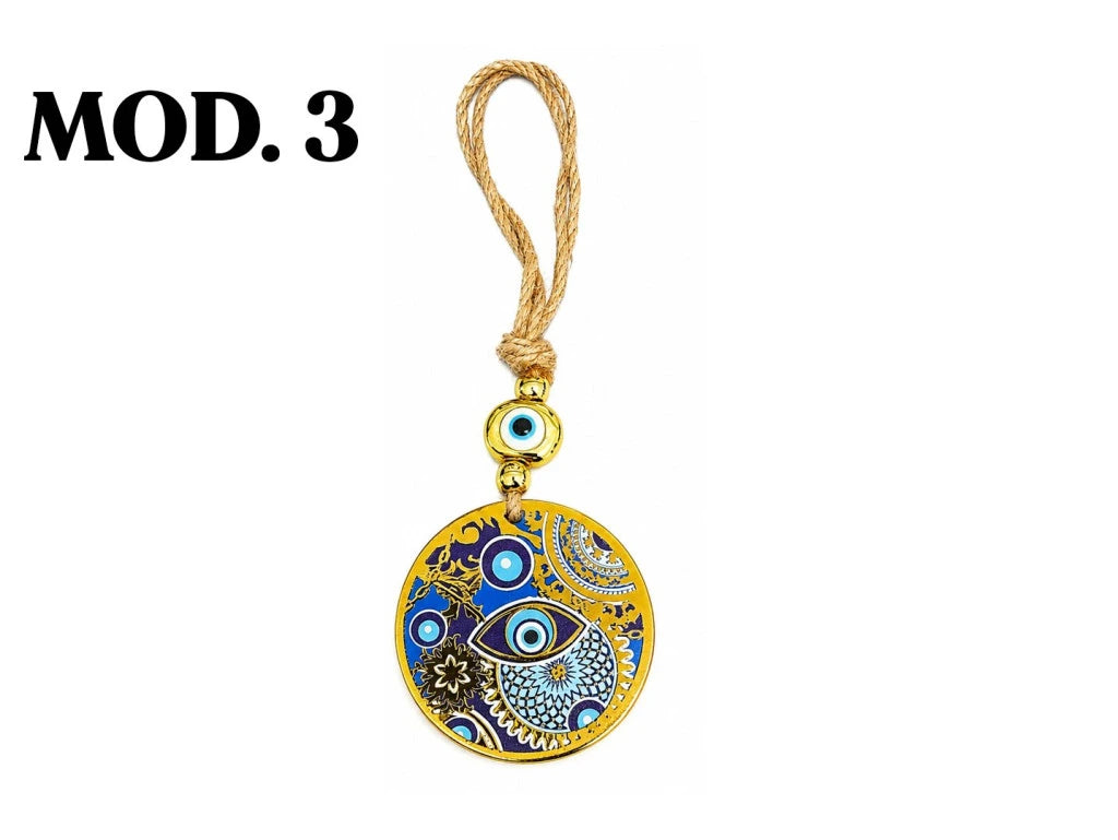 COLGANTE OJO TURCO LINEA GOLD HILO YUTE 24CM
