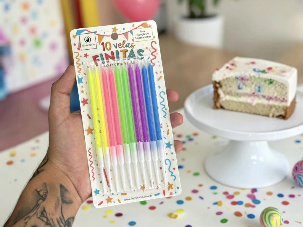 VELAS FINITAS FLUO (10 UNIDADES)