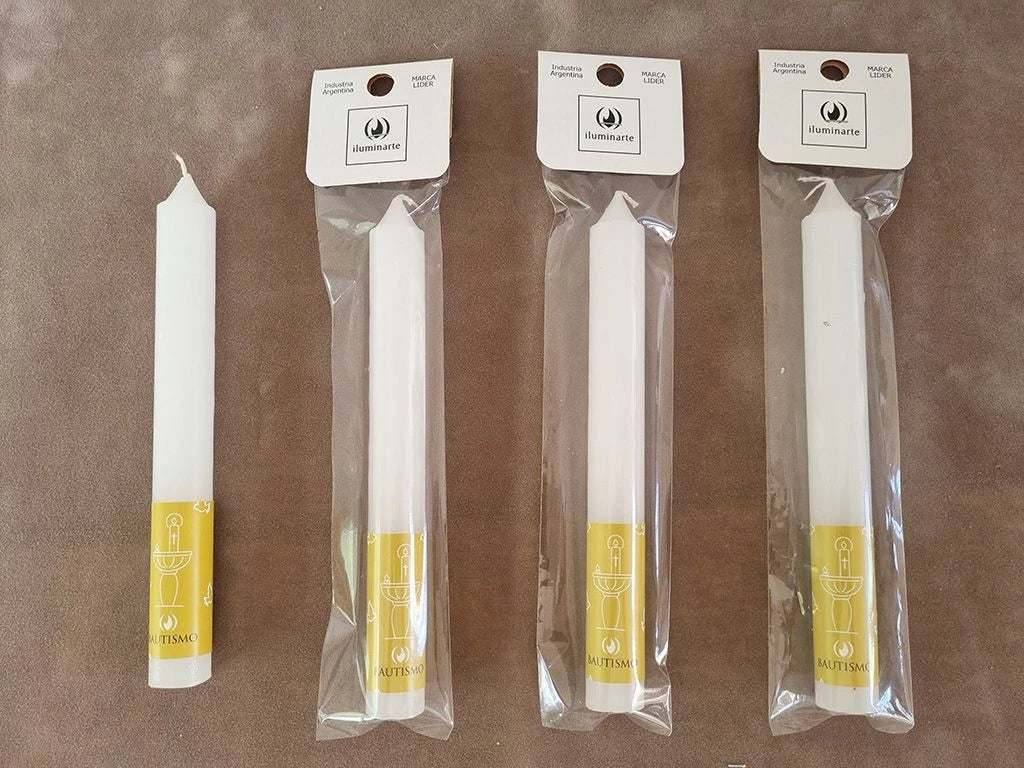 Vela para bautismo 2,2 cm: símbolo de fe y pureza