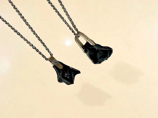 Dije Alpaca Piedra Obsidiana Negra