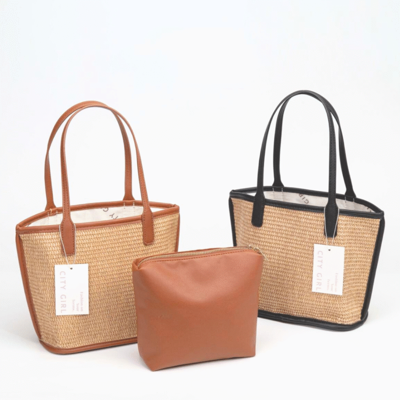 CARTERA DE YUTE CON ESTUCHE – CITY GIRL