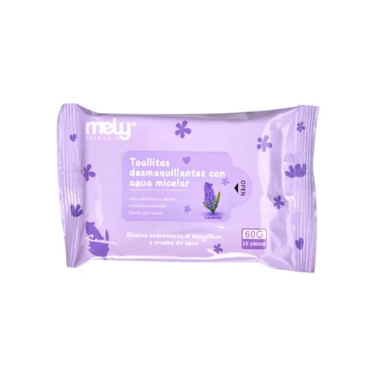 TOALLITAS DESMAQUILLANTES CON AGUA MICELAR LAVANDA MELY