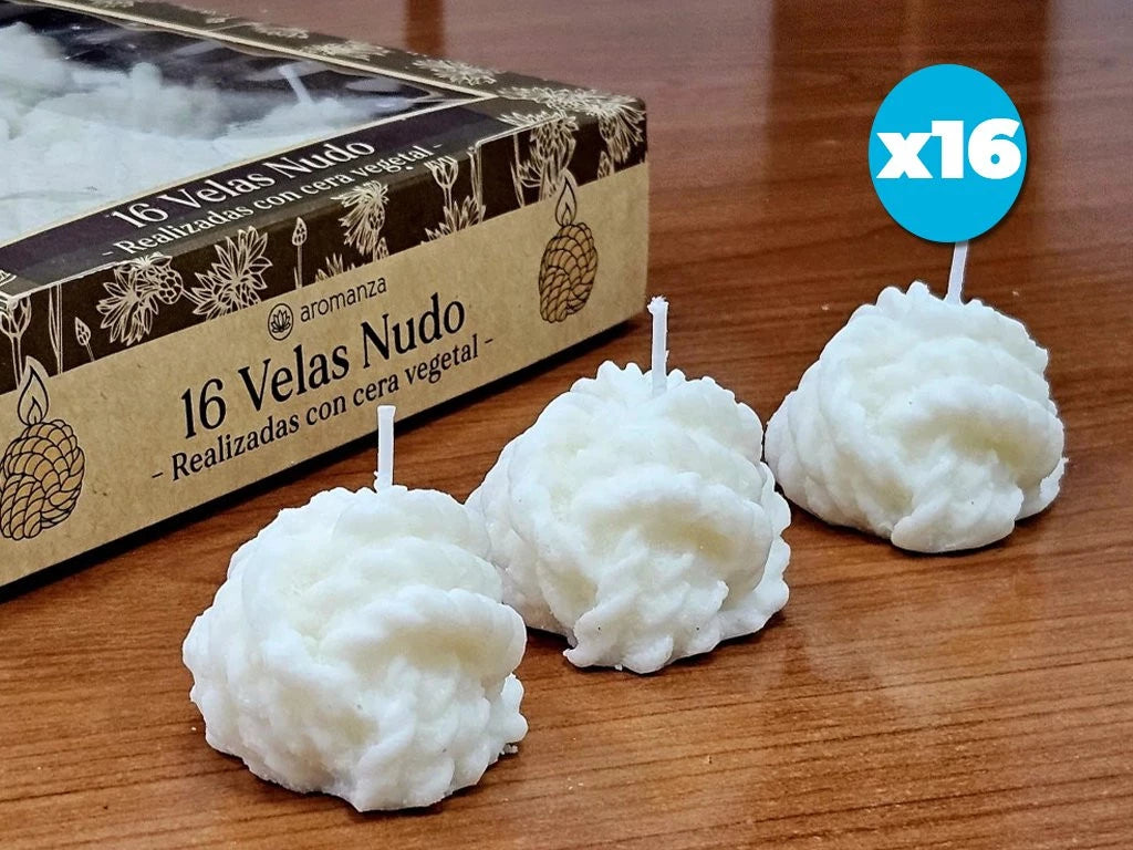 Velas Nudo de Cera Vegetal x 16