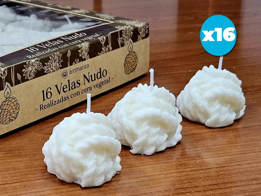 Velas Nudo de Cera Vegetal x 16