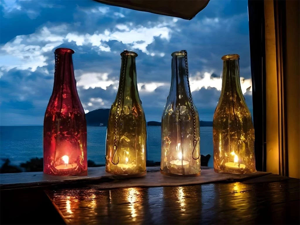 Porta Velas Botella 22 cm - Variedad de Colores