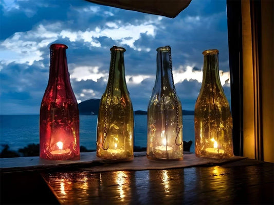 Porta Velas Botella 22 cm - Variedad de Colores