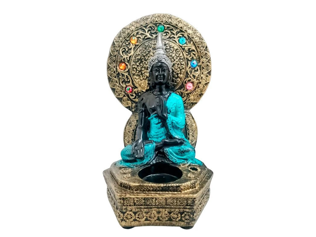 PORTA VELA YESO HINDU GEMAS 7 CHAKRAS 20X10CM