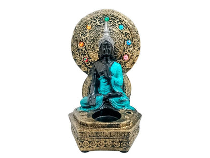 PORTA VELA YESO HINDU GEMAS 7 CHAKRAS 20X10CM