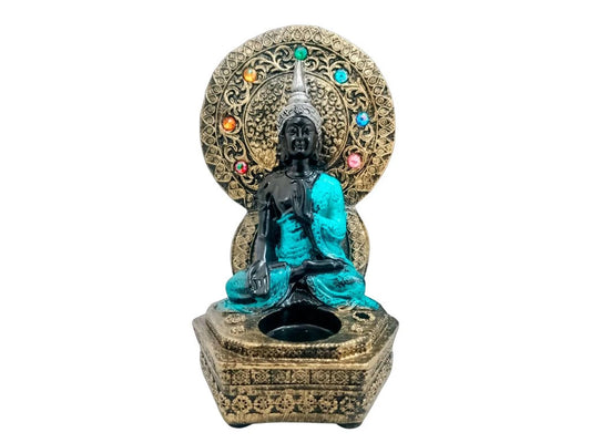 PORTA VELA YESO HINDU GEMAS 7 CHAKRAS 20X10CM