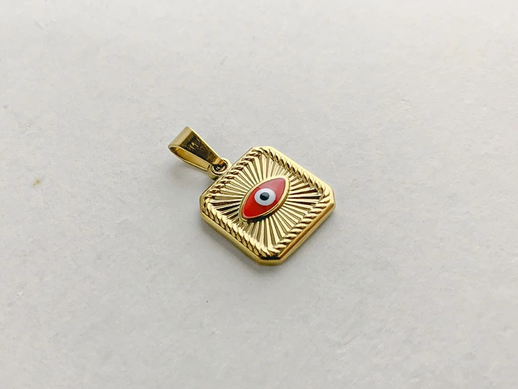 Dije de acero dorado triangular/cuadrado