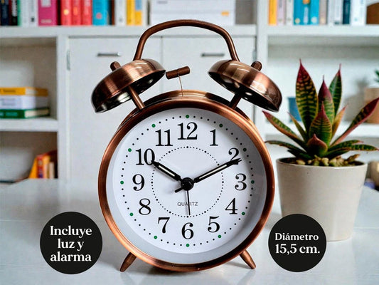 RELOJ DESPERTADOR DOBLE CAMPANA 15.5CM