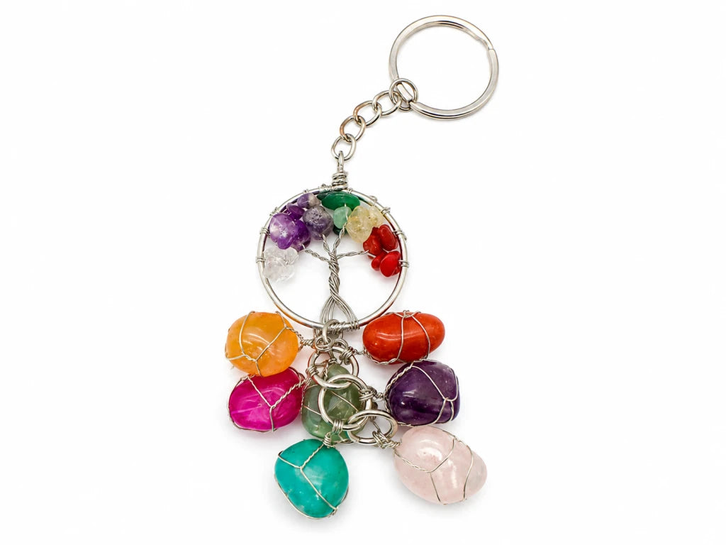 LLAVERO ARBOL DE PIEDRA CON PIEDRAS