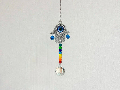 Armonizador Mano Ojo Turco 7 Colores con Cascabel 22cm