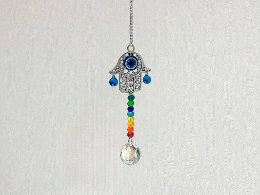 Armonizador Mano Ojo Turco 7 Colores con Cascabel 22cm