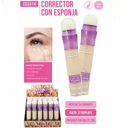 CORRECTOR CON ESPONJA PINK21