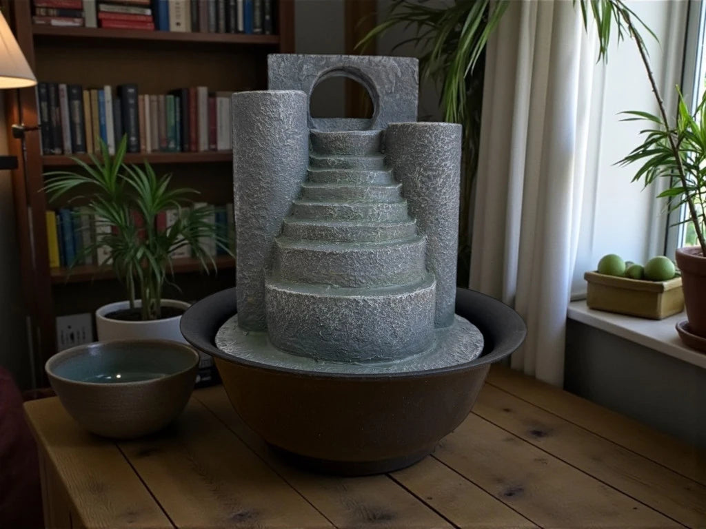FUENTE DE AGUA CON PORTA VELAS 24CM