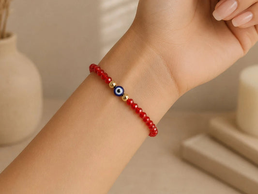 Pulsera Cristal Ojo Turco Roja Premium