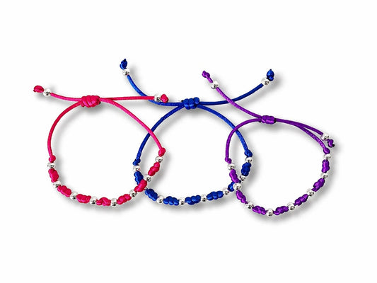 PULSERA 7 NUDOS CON PERLA PLATEADA