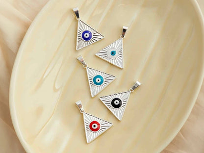 Dije de acero blanco triangular/cuadrado con ojito x1