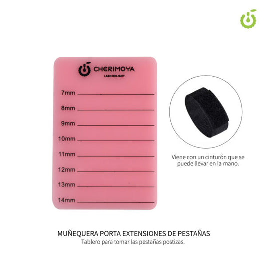BASE ACRILICA PORTA PESTAÑAS CON MUÑEQUERA Y CINTA REGULADORA CHERIMOYA