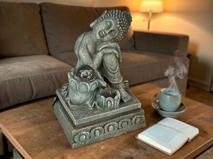 Fuente Buda Dormido con Luz 25 cm