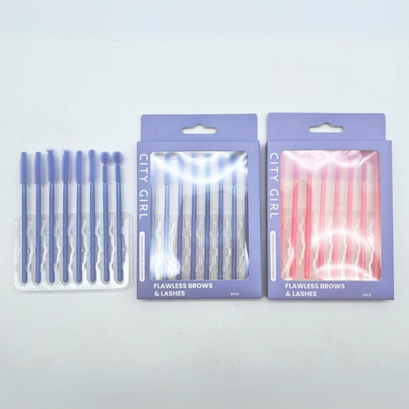 SET DE CEPILLOS DE SILICONA PARA CEJAS Y PESTAÑAS  CITY GIRL 8PCS