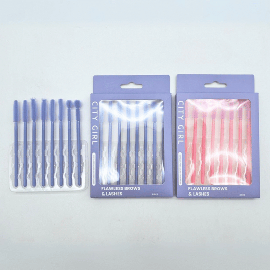 SET DE CEPILLOS DE SILICONA PARA CEJAS Y PESTAÑAS  CITY GIRL 8PCS