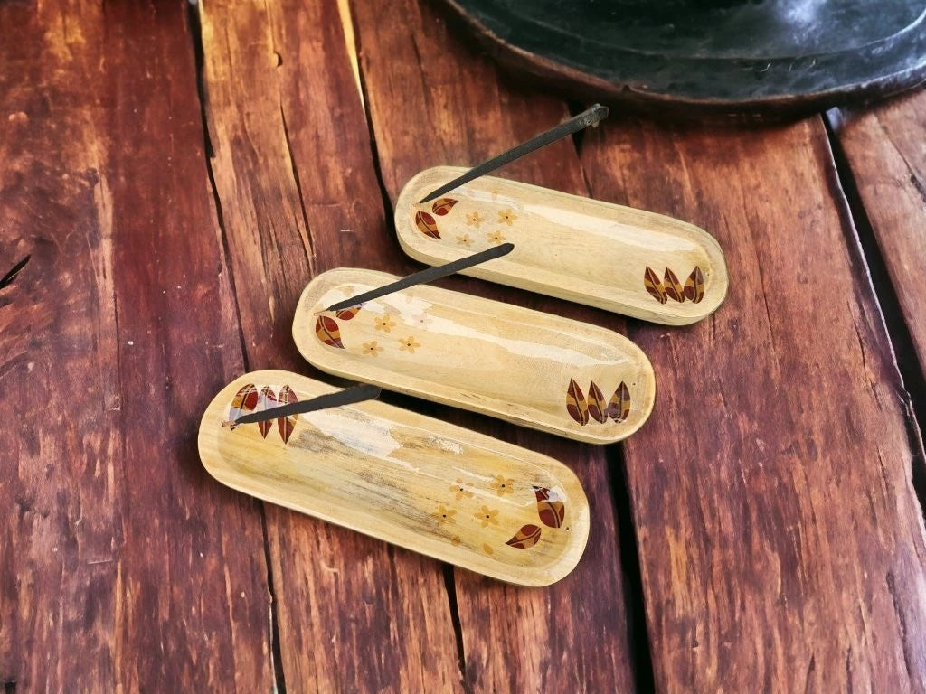 Porta Sahumerios Doble Madera Rústico
