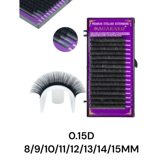 EXTENSIONES DE PESTAÑAS NAGARAKU 0.15D MEDIDA UNICA