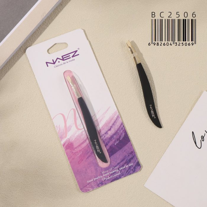Pinza para cejas curva de acero inoxidable, punta inclinada NAEZ
