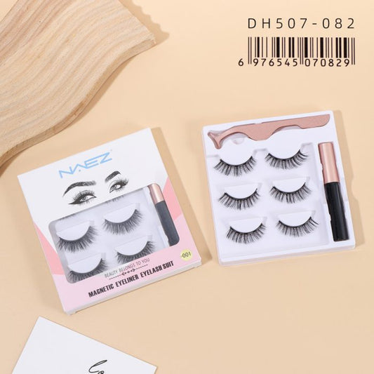 Kit de Pestañas Magnéticas NAEZ – Set Completo con Delineador y Pinza