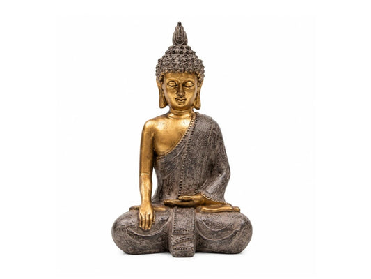 IMAGEN BUDA RESINA LINEA DORADA 14CM