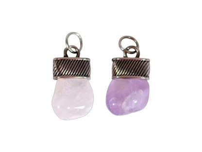 Dije Piedra Rolada Engarzada Amatista/C. Rosa