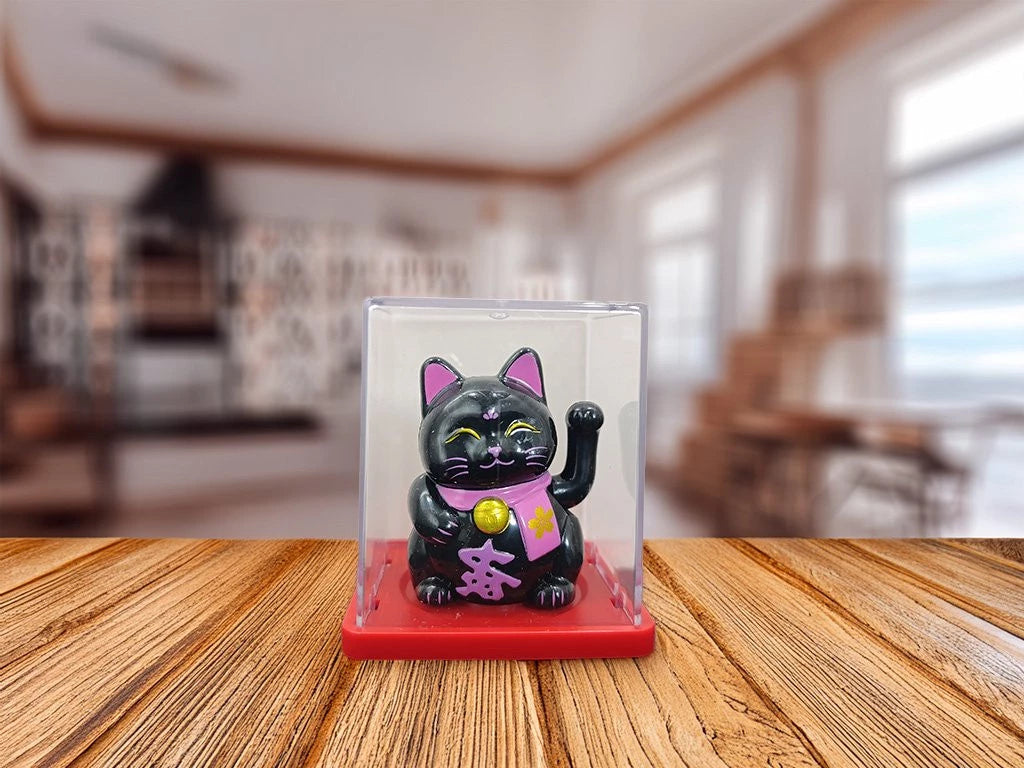 Gato Atrae Clientes Mini Caja Cristal 6.5x5cm