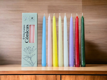 Velas cónicas largas 25cm x4