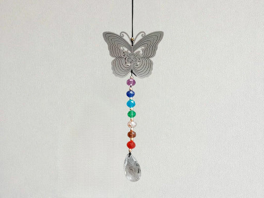 COLGANTE MOVIL GIRATORIO MARIPOSA 7 CHAKRAS 37CM