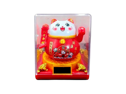 Gato Atrae Clientes Grande Rojo en Caja de Cristal 8.5cm