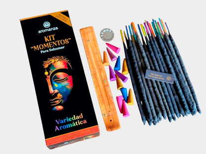 Kit momentos: 30 varillas, 12 conos, porta sah