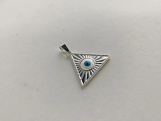 Dije de acero blanco triangular/cuadrado con ojito x1